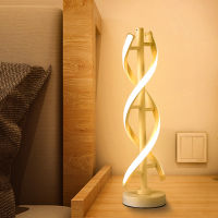 12W LED Spiral Table Lamp Modern Minimalist Design Curved Strip Warm White Light Acrylic Lighting Living Room Bedroom Decoration