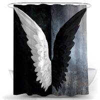 Angel Wing Bath Curtain ผ้าโพลีเอสเตอร์เครื่องซักผ้าห้องน้ำตะขอม่านอาบน้ำตกแต่งบ้านม่านอาบน้ำ 180 * 180 ซม