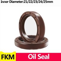 ◘™♞ Brown FKM Framework Oil Seal TC Fluoro Rubber Gasket Rings Cover Double Lip with Spring for Bearing IDxODxTHK 21/22/23/24/25MM