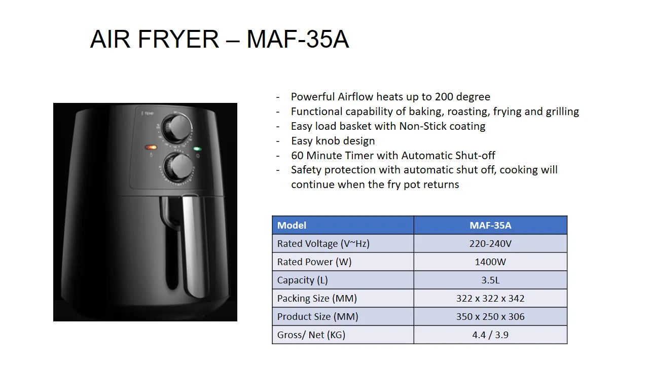 MIDEA MAF-35A 3.5L AIR FRYER