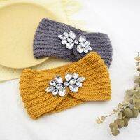 【CW】 Diamond-encrusted Knitted Hairband with Ear-guarding Cover Trend Hair Accessories Warm Hairline Headband