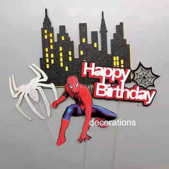 Ins Style Hero Theme Spider Set Paper Card Cake Topper Plug In Baking