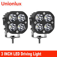 2pcs 3 inch Led Spot Work Light White Amber Fog Lights Driving Offroad 4X4 4WD Led Spotlight for Truck Car A SUV Motorcycle