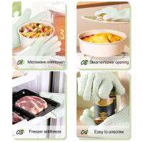 Oven Glove 1Pc Convenient Non-slip Texture Super Soft  Thickened Anti-Skid Print Microwave Glove Kitchen Accessories Potholders  Mitts   Cozies