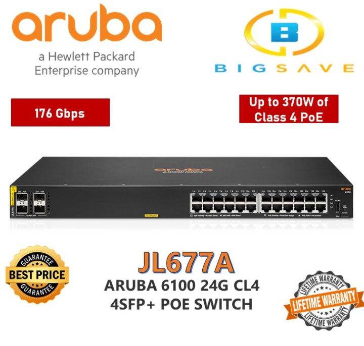 ARUBA 6100 24G CL4 POE 4SFP+ SWITCH (JL677A) | Lazada