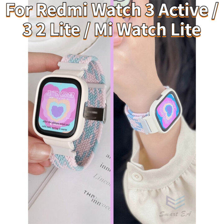 เหมาะสำหรับสายนาฬิกา-redmi-watch-3-active-สายรัด-redmi-watch-3-2-lite-สายนาฬิกา-mi-watch-lite-หัวเข็มขัดทอสายไนลอน-กรอบโลหะ