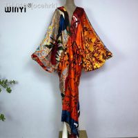 ┋✷ ocehrk bech alta qualidade mão-rolado sentir seda rayon moda impressão 2021 winyi maxi feminino roupões de praia longa com decote em v vestido boêmio