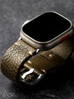 Handmade pebbled pattern suitable for iwatch Apple watch strap soft 49MM 45MM cowhide mens bracelet retro genuine leather 【JYUE】