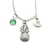 New Pineapple Retro Necklace Birthstone Creative Letter Monogram Fashion Jewelry Women Christmas Gifts Accessories Pendant