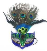 （HOT）ใหม่ Hot Handmade นกยูง Feather Mask คริสต์มาสฮาโลวีน Masquerade Half-Face Birthday Party Mask