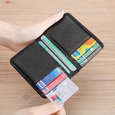 【CC】◎□┇  Men Minimalist Card Holder Leather Wallet Thin Small Cover Id Male Purse