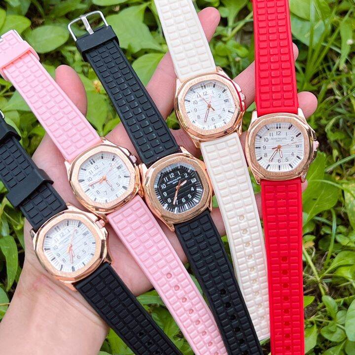 watchhiend-นาฬิกาข้อมือยี่ห้อหรู-ปาเต๊ะ-สายยางนิ่ม-หน้าปัดเลขขนาด-36mm-มีวันที่บอก-พร้อมกล่องหนังแบรนด์ฟรี-ส่งไว