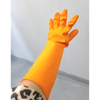 [คุณภาพดี] YOJI ONLINE ถุงมือยางส้มยาว ถุงมือยาง ถุงมือส้ม รุ่นยาว 16 นิ้ว เหนียว ทน ถุงมือยาว[รหัสสินค้า]5146