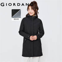 GIORDANO Women Jackets Polar Fleece-Lined Hooded Windbreakers Windproof Solid Color Mid Long Simple Casual Jackets 05372715