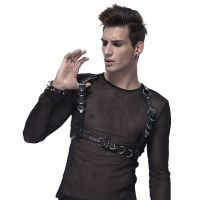 Men Black Faux Leather Heavy Punk Gothic Body Bondage Cage Chest Belt Adjustable Harness Strap Belts Steampunk Sexy Accessories