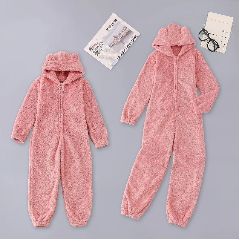 Winter warm pyjamas women onesies fluffy fleece jumpsuits sleepwear overall  hood sets pajamas for women adult