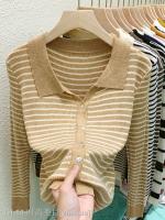 ✴☞ European polo collar sweater womens long-sleeved sweater 2022 new autumn fashion design loose cardigan top