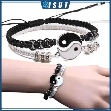 Fashion 2Pcs/Set Yin-Yang Tai-Chi Couple Bracelets Adjustable