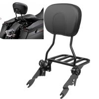 Motorcycle Black Adjustable Sissy Bar Backrest W/ luggage Rack For Harley Touring CVO Electra Street Glide Road King 2009-2022