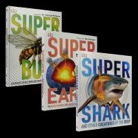 DK Super Collection 3 books DK super encyclopedia series super large insect shark marine earth geography theme popular science books English version childrens primary school extracurricular science popular science books enlightenment 3 volumes