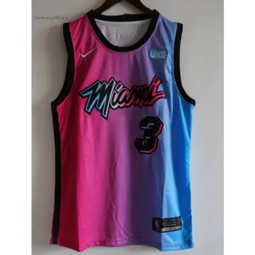 Men's Miami Heat #3 Dwyane Wade Jersey 2021 Pink/Blue City