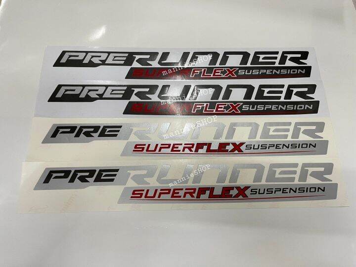 สติ๊กเกอร์งานสกรีน-คำว่า-prerunner-super-flex-suspension-ติดข้างท้ายรถกระบะ-toyota-revo-sticker-โตโยต้า-รีโว้-2021-ติดรถ-แต่งรถ-กระบะ