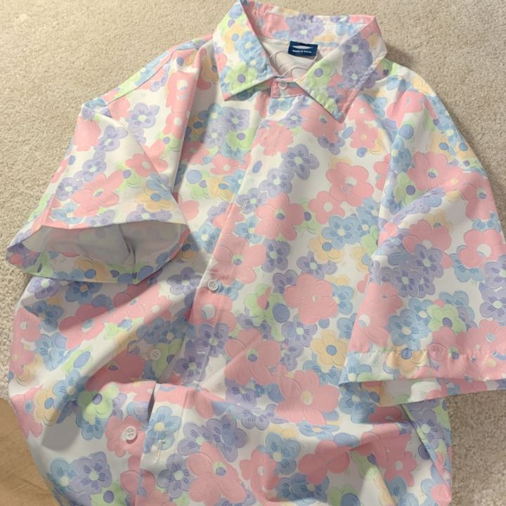 เสื้อฮาวาย-xej-2023เสื้อสตรีแฟชั่นลายดอกไม้เสื้อชีฟองเสื้อลำลองสำหรับวัยรุ่นฤดูร้อนเสื้อแขนสั้นของผู้หญิงเสื้อทูนิค