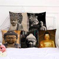 Buddha Statue Buddhism Shakyamuni Draw Pillowcase 45x45cm Home Decor Throw Pillow Covers Linen/Cotton Cushion Cover Decoration