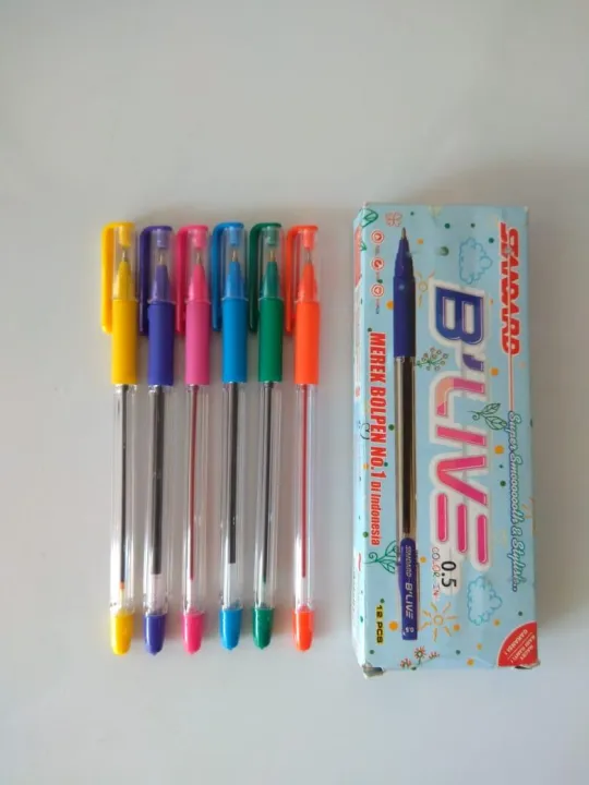 STANDARD Bolpen Gel B'LIVE warna-i (1 kotak isi 12pc) | Lazada Indonesia