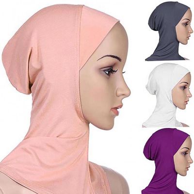 【CW】 Hijab Cap Adjustable Muslim Stretchy Turban Cover Shawl Neck Coverage Scarf Underscarf Bonnet Hat