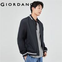 GIORDANO Men Bomber Jackets Contrast Color Stand Collar Bomber Jackets Zip Front Durable Fashion Casual Bomber Jackets 13073826