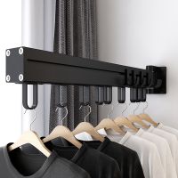 Folding Clothes Hanger Wall Mount Retractable Cloth Drying Rack Indoor &amp; Outdoor Space Saving Home Laundry Clothesline