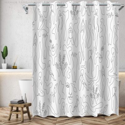 【CW】✷  Fabric Shower CurtainArt Human Face Curtain for Bathtub Luxury Spa with