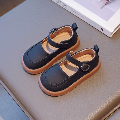 Children Autumn Leather Shoes Little Girl Fashion Princess Single Shoes Baby Soft Sole PU Mary Janes Fashion All-match Hook Loop