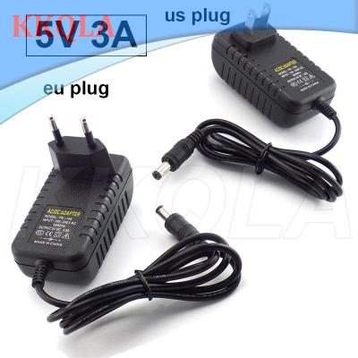 QKKQLA AC to DC 5V 3A 3000mA Power Adapter Supply EU US Plug 100V-240V Converter Wall charger 5.5mm x2.5mm For LED Strip Light