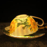 Sunflower Design European Bone china coffee set Top Grade Porcelain coffee cup and saucer Luxury Gifts Pearl glaze