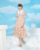 Wila-Country Bunny Dress เดรสวินเทจ ลายดอกไม้กระต่าย แต่งลูกไม้ เข็มกลัดกุหลาบ