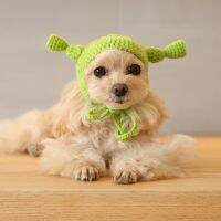 ☃❁▣ new young and lovely wacky hat cat dog pet wool knitting wholesale shrek headdress