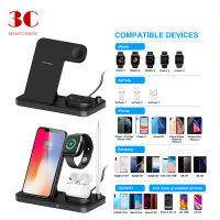 15W Fast Qi Wireless Charger ที่ชาร์จไร้สาย สำหรับ iPhone 12 11 XS XR X 8  แท่นชาร์จ 4 In 1 สำหรับ Apple นาฬิกา6 5 4 3 2 Airpods Pro Wireless Charger Stand