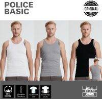 Police เสื้อกล้าม หลังเต็ม รุ่น Basic ทรง Slim Fit ขาว ดำ เทา (1022,B222)