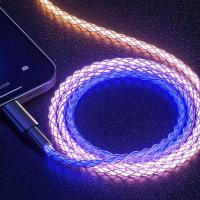 สายศัพท์มือถือ RGB เรืองแสงสายชาร์จไฟ LED Micro USB Type C ชาร์จสำหรับ 13 12 Xiaomi ซัมซุงหัวเว่ยศัพท์