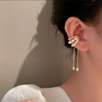 2023 Luxury Elegent Pearl Magnet Ear Clip Cuff Earrings for Women Linked Metal Magnet Clip Earrings Without Piercing Gifts