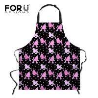 FORUDESIGNS Lovely Poodle Dog Print Chef Apron for Women Brief Anti-oil Kitchen Baking Cooking Accessories Bib Cleaning Aprons