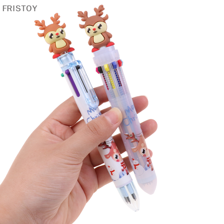 fristoy-ปากกาลูกลื่นวันคริสต์มาสแบบกด10สี6สีปากกาน้ำมัน