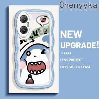 Chenyyka เคสสำหรับ Infinix Hot 20 5G เคสตัว เคสการ์ตูตูนน่ารัก ฉลามใหม่มาการองขอบคลื่นนุ่มเคสมือถือกันกระแทกใสโปร่งใส กล้องถ่ายรูปที่สร้างสรรค์เคสซิลิก้าเจลฝาครอบป้องกัน