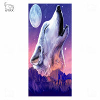 Wolf Printed Beach Towels Microfiber Made Sea Life Style Beach Towel with Tassle Around Picnic Mat blue Yoga Mat