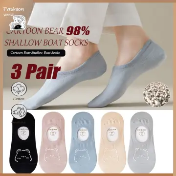 Non-Slip Cotton Blend No-show Socks (Wide-Toe)