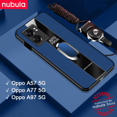 NUBULA Oppo A77 5G | A57 5G | เคสหนัง Oppo A97 5G PU ขอบนิ่มกันกระแทกฝาครอบด้านหลัง Hp Op Oppo A77เคสมือถือที่มีที่ยึดแม่เหล็กขาตั้งสายคล้องมือสำหรับ Oppo A57(5G) a77 (5กรัม) A97 5กรัม