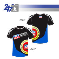 LIQUI MOLY T-Shirt ลิควิโมลี่ เสื้อคอกลม ผ้ากีฬาไมโคร เนื้อเรียบ สีดำ-น้ำเงิน ไซส์ XL