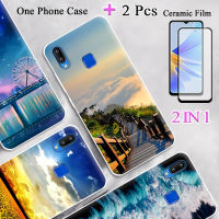 แบบ2 IN 1สำหรับเคส Y95 VIVO Y91แบบนิ่ม TPU เคสโทรศัพท์ทำสีซิลิโคนพร้อมฟิล์มกันรอยกันกระแทกโค้ง